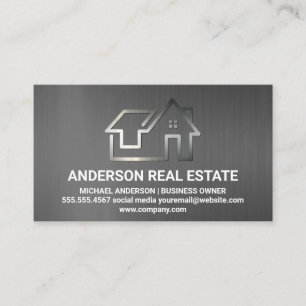 Minimales Real Anwesen Logo   Gray Texture Visitenkarte