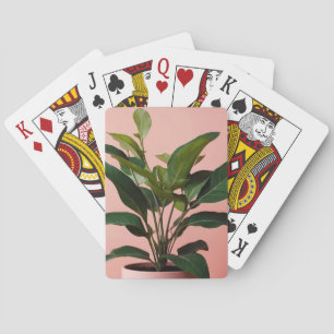 Minimales Rosa und Grüne Pflanze Gartenbau Spielkarten