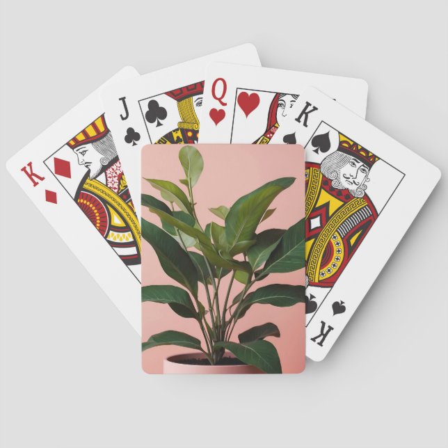 Minimales Rosa und Grüne Pflanze Gartenbau Spielkarten (Rückseite)