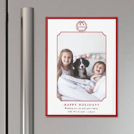 Minimales Rot & Weiß Happy Holidays Foto Magnet