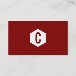 Minimales rotes Hexagon monogramed Visitenkarten Visitenkarte