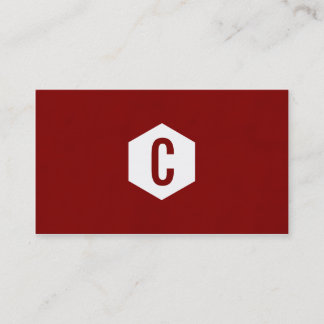 Minimales rotes Hexagon monogramed Visitenkarten Visitenkarte