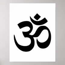 Minimales Schwarz/Weiß Om Symbol