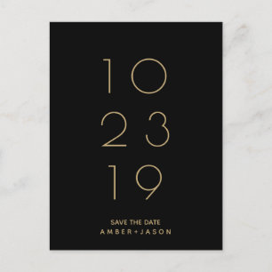 Minimales Schwarzes und Gold modern Save the Date Ankündigungspostkarte