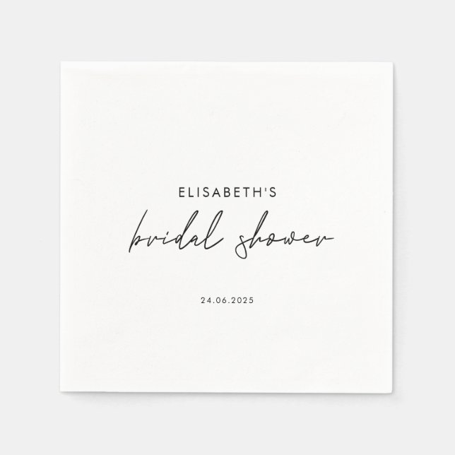 Minimales Script-Brautparty einladen Serviette (Vorderseite)