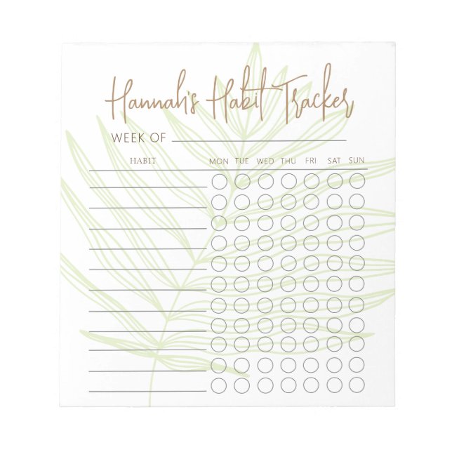 Minimales Skript wöchentlich Habit Tracker Notepad Notizblock (Vorderseite)