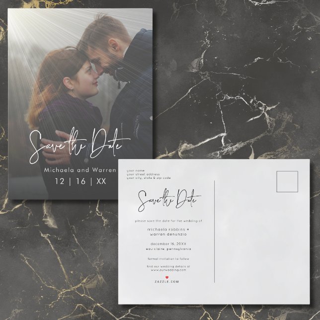 Minimales Sonnenlicht Foto Save the Date Postkarte (Minimal Sunrays Photo Save the Date Postcard)