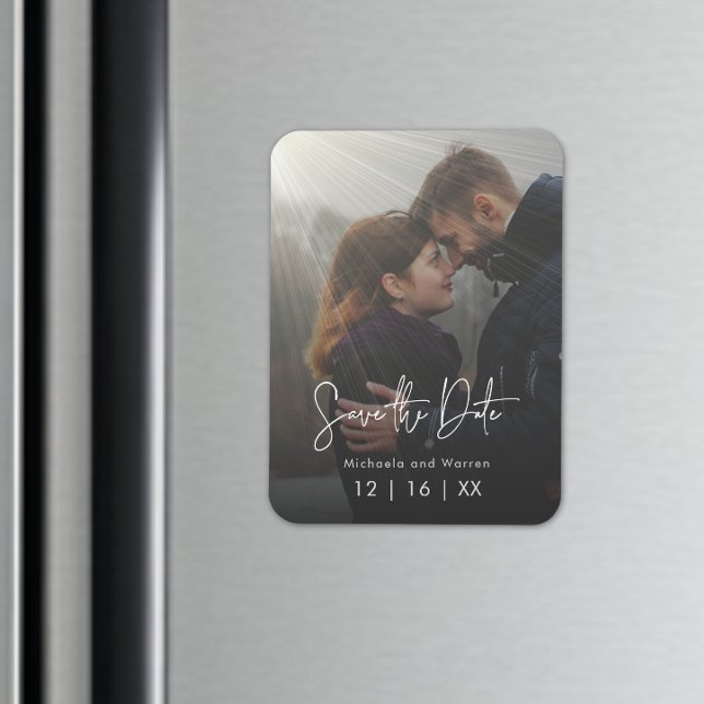 Minimales Sonnenlicht Foto Save the Date Postkarte Magnet (Minimal Sunrays Photo Save the Date Postcard Magnet)