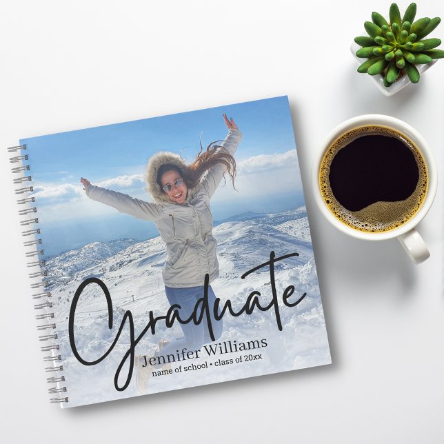 minimales stylish script Foto Abschluss 2025 Notizbuch (Von Creator hochgeladen)