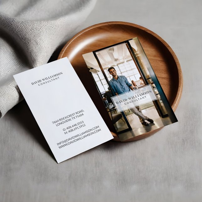 Minimales und Berufliches White Frame Business Fot Visitenkarte (Minimal & Professional White Frame Business Photo Business Card)