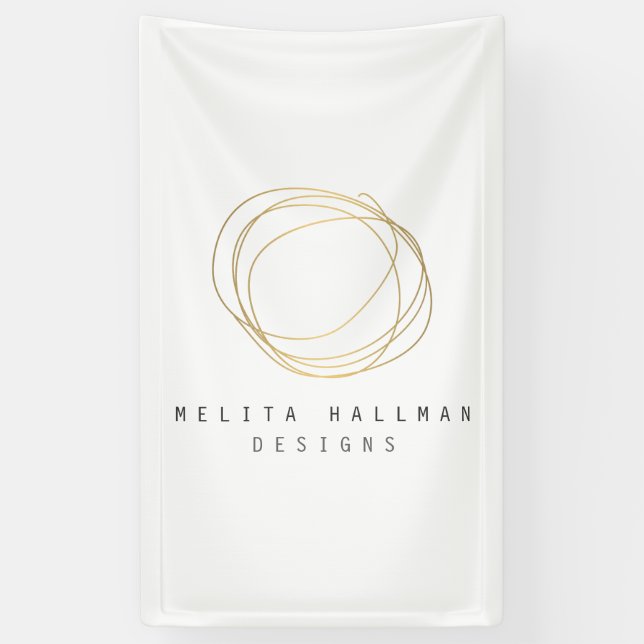 Minimales und modernes Gold Designer Scribble-Logo Banner (Vertikal)