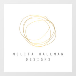 Minimales und modernes Gold Designer Scribble-Logo Fensteraufkleber