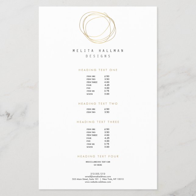 Minimales und modernes Gold Designer Scribble-Logo Flyer (Vorne)