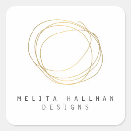 Minimales und modernes Gold Designer Scribble-Logo Quadratischer Aufkleber