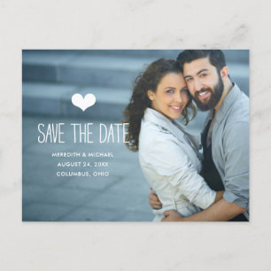 Minimales weißes Overlay-Foto Save the Date Ankündigungspostkarte