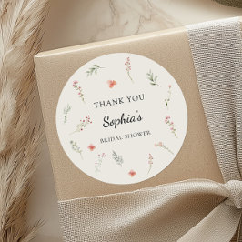 Minimales Wildblume Budget Brautparty dank Runder Aufkleber