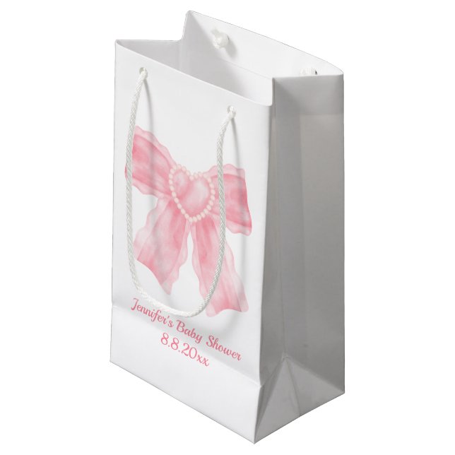 Minimalfarbene Rosa Bugmädchen-Babydusche Kleine Geschenktüte (Vorderseite Schrägansicht)