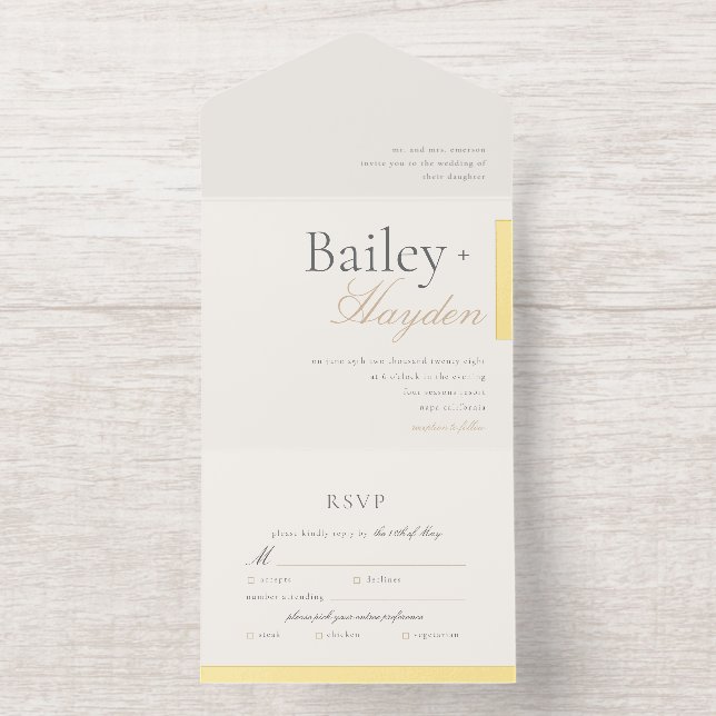 Minimalism Foil Block Wedding All-in-One-Einladung (Innenseite)