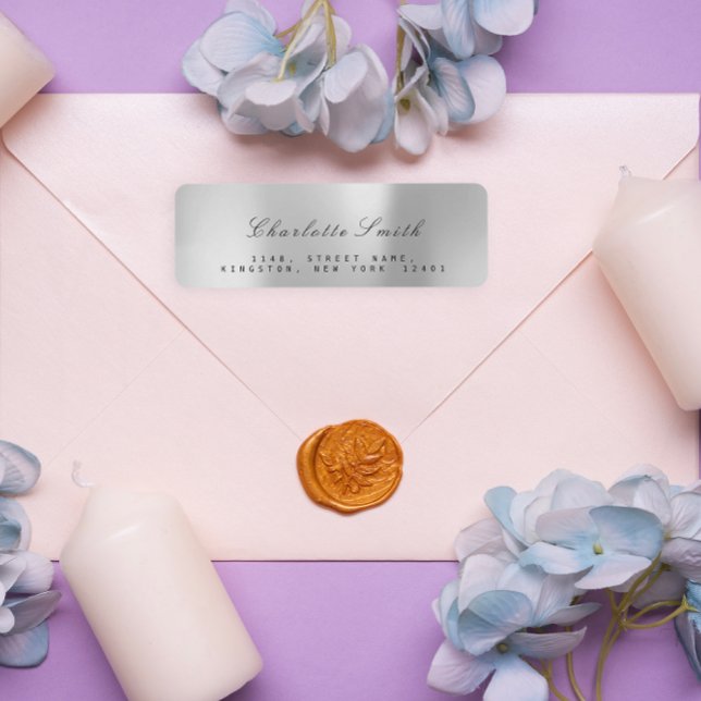 Minimalisme Silver Grey Étiquettes d'adresse de re (Minimalism Silver Gray Foil Return Address Labels)