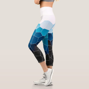 Minimalismus Abstrakt Art Blue White Cells Capri Leggings