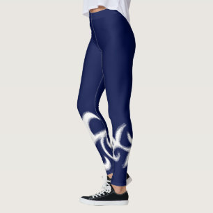 Minimalismus Abstrakt Art Blue White Hand Zeichnen Leggings