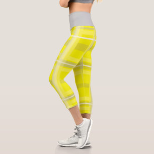 Minimalismus Abstrakt Art Gelb Weiß Capri Leggings