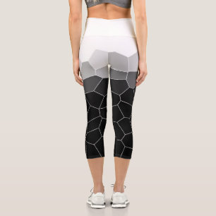 Minimalismus Abstrakt Art Grau Weiße Zellen Capri Leggings