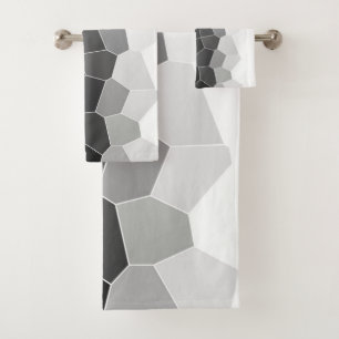 Minimalismus Abstrakt Art Holzkohle Weiße Zellen Badhandtuch Set