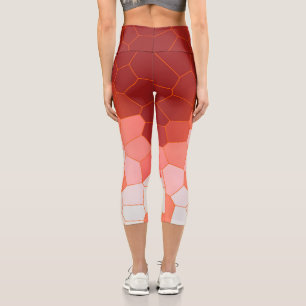 Minimalismus Abstrakt Art Korallenrot Weiße Zellen Capri Leggings