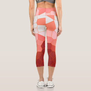 Minimalismus Abstrakt Art Korallenrot Weiße Zellen Capri Leggings