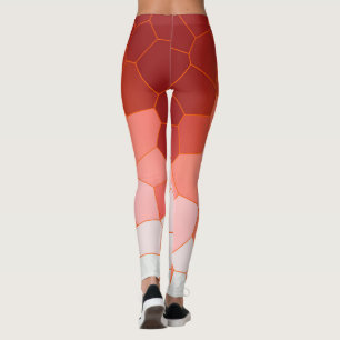 Minimalismus Abstrakt Art Korallenrot Weiße Zellen Leggings