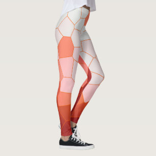 Minimalismus Abstrakt Art Korallenrot Weiße Zellen Leggings