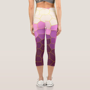 Minimalismus Abstrakt Art Lila Pink White Cells Capri Leggings