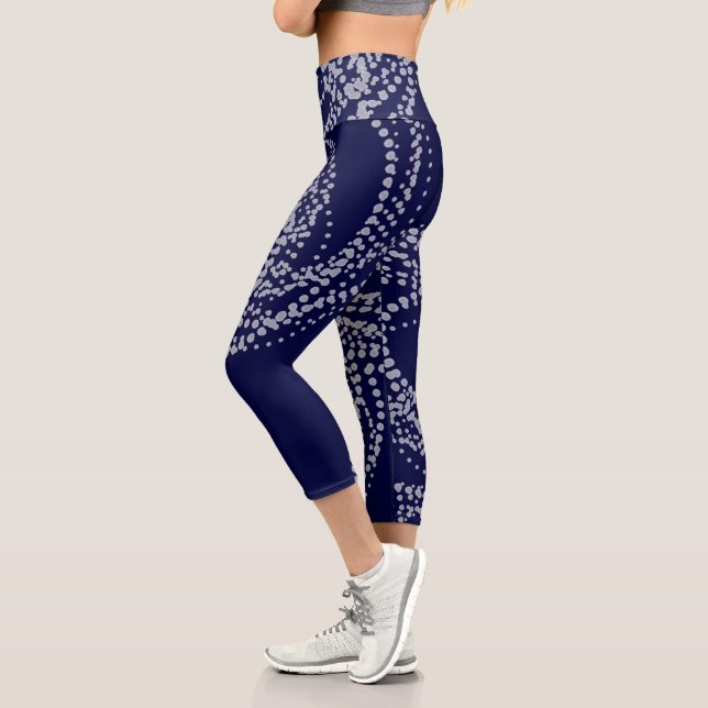Minimalismus Abstrakt Art Muster Blau Grau Capri Leggings (Links)