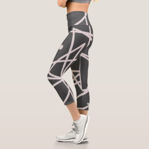 Minimalismus Abstrakt Art Muster Grau Weiß Capri Leggings