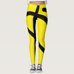 Minimalismus Abstrakt Art Muster Schwarz Gelb Leggings