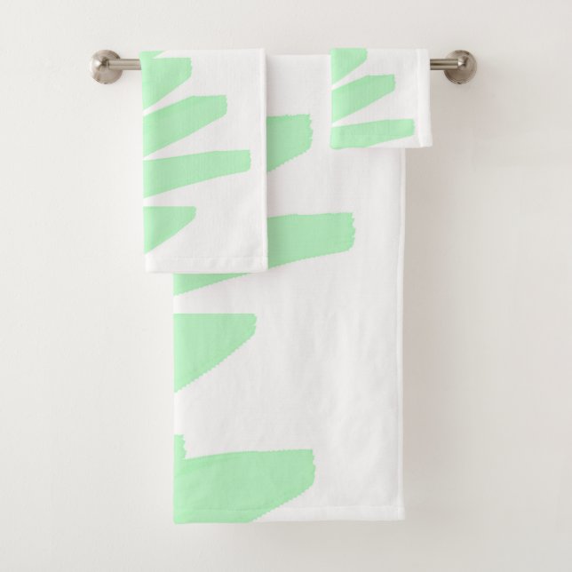 Minimalismus Abstrakt Art Pale Türkis Grün Badhandtuch Set (Insitu)