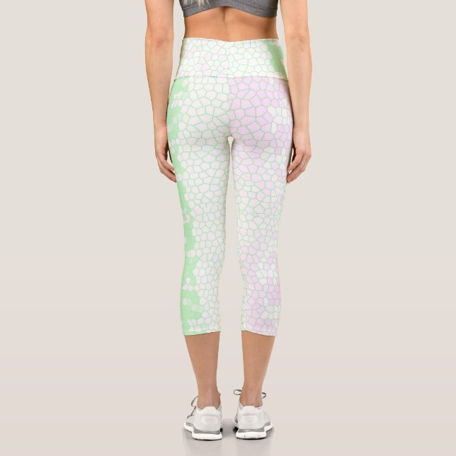 Minimalismus Abstrakt Art Pale Türkis Grün Rosa Capri Leggings (Rückseite)