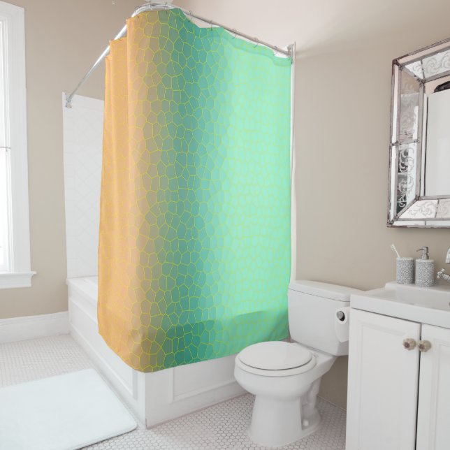 Minimalismus Abstrakt Art Pale Türkis Grüne Korall Duschvorhang (Beispiel)