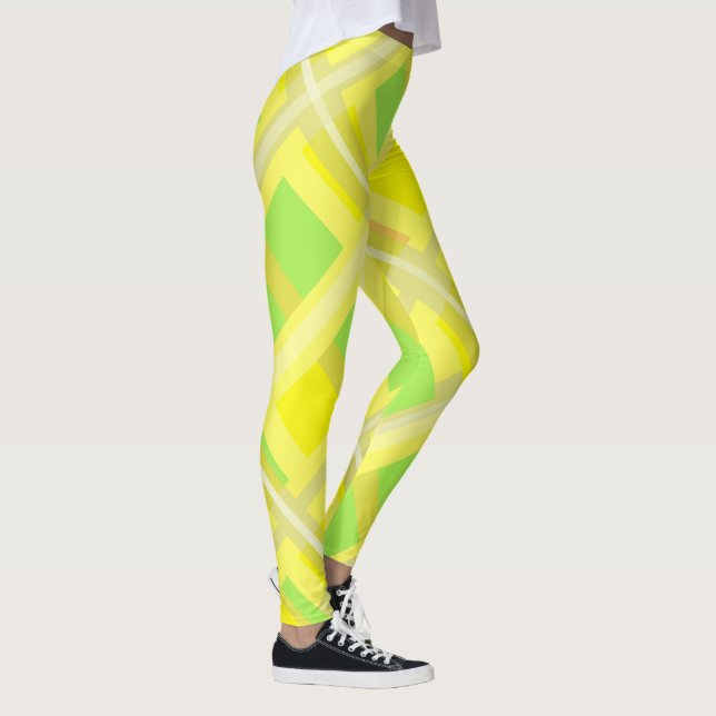 Minimalismus Abstrakt Art Yellow Green Coral Block Leggings (Rechts)