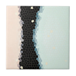 Minimalismus Abstrakte Kunst Blassrosa Blau Schwar Fliese