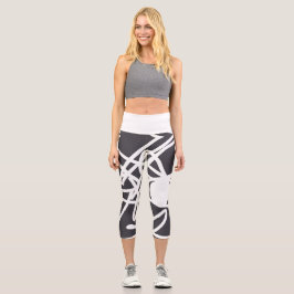 Minimalismus Abstrakte Kunst Grau und Weiß Capri Leggings