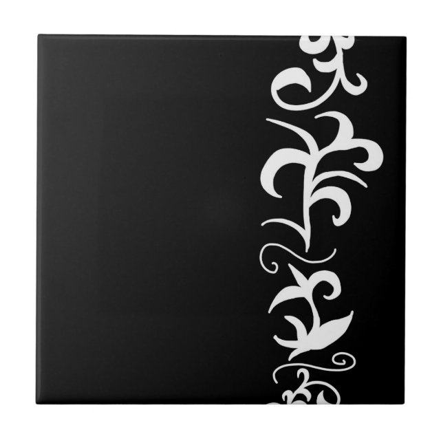 Minimalismus Abstrakte Kunst Schwarz-weiß Hand Zei Fliese (Vorderseite)