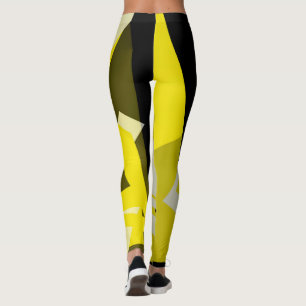 Minimalismus Abstraktes Kunstmuster Schwarz Gelb W Leggings