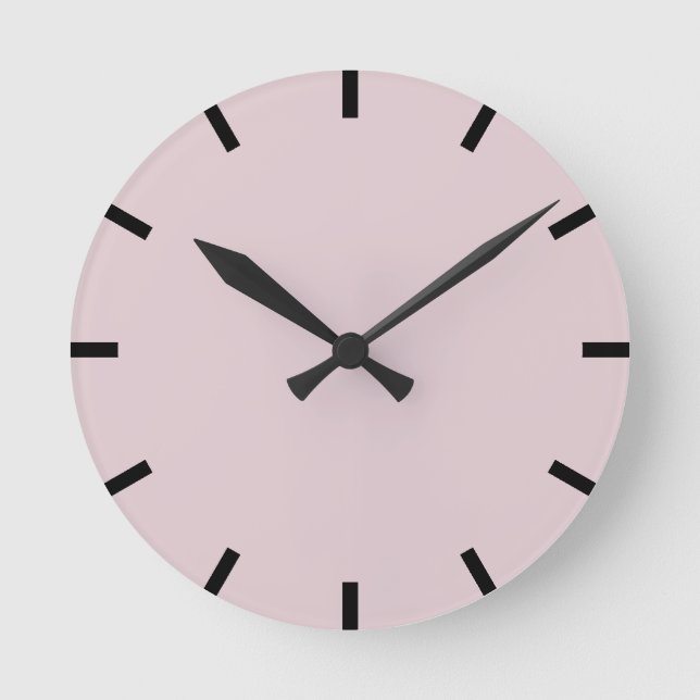 Minimalismus Black Zuhause Urban Pink Pastell Runde Wanduhr (Vorderseite)