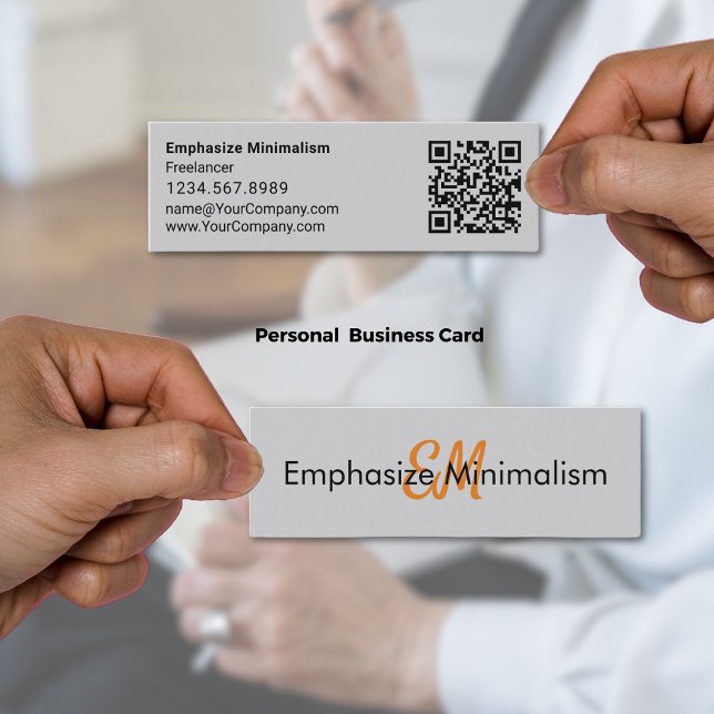 Minimalismus Einfache Orange-Initialen Grau hervor Mini Visitenkarte (Emphasize Minimalism Simple Orange Initials Gray Mini Business Card)