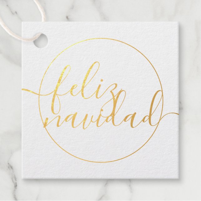 Minimalismus Feliz Navidad Typografie Weihnachten Geschenkanhänger (Vorderseite)