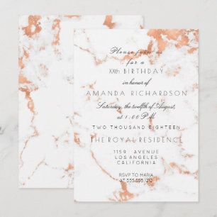 Minimalismus Graue Rose aus weißem Marmor Gold Geb Einladung