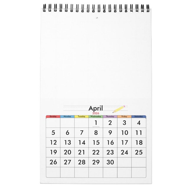 Minimalismus Kalender JEDES JAHR/GRÖSSE/FARBE/DESI (Apr 2026)