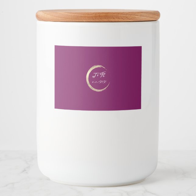 Minimalismus Marsala White Gold Initials Gastgesch Lebensmitteletikett (Vorderseite)